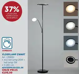 Zelfbouwmarkt VLOERLAMP ZWART aanbieding