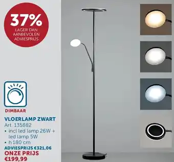 Zelfbouwmarkt VLOERLAMP ZWART aanbieding