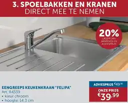 Zelfbouwmarkt EENGREEPS KEUKENKRAAN FELIPA aanbieding