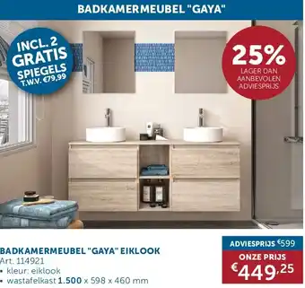 Zelfbouwmarkt BADKAMERMEUBEL GAYA EIKLOOK aanbieding