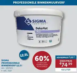 Zelfbouwmarkt SIGMA PROFESSIONELE BINNENVERF 12,5 l aanbieding