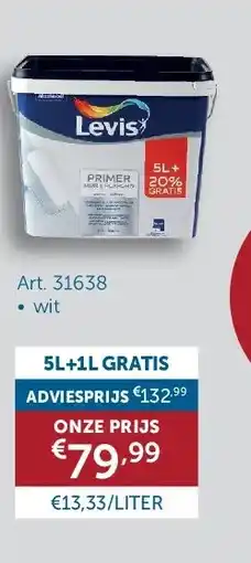 Zelfbouwmarkt LEVIS PRIMER VOOR MUUR & PLAFOND 5L+1L GRATIS aanbieding