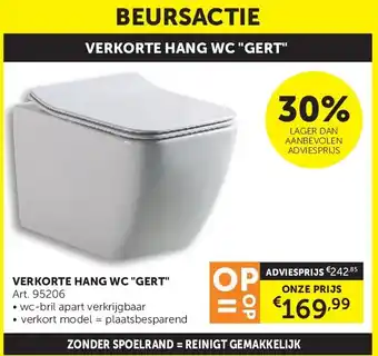 Zelfbouwmarkt VERKORTE HANG WC GERT aanbieding