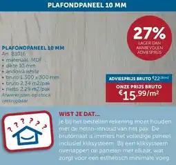 Zelfbouwmarkt PLAFONDPANEEL 10 MM aanbieding