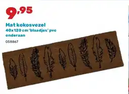 Happyland Mat kokosvezel 40x120 cm 'blaadjes' pvc onderaan aanbieding