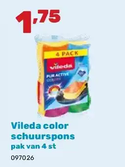 Happyland Vileda color schuurspons pak van 4 st aanbieding