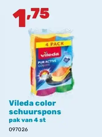 Happyland Vileda color schuurspons pak van 4 st aanbieding