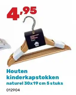 Happyland Houten kinderkapstokken naturel 30x19 cm 5 stuks aanbieding