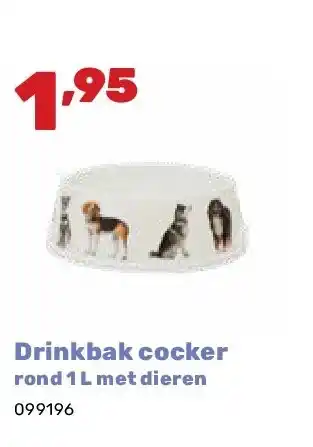 Happyland Drinkbak cocker rond 1 L met dieren aanbieding