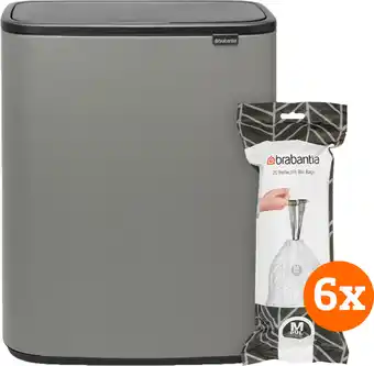 Coolblue Brabantia Bo Touch Bin 60 Liter Mineral Concrete Grey + Vuilniszakken (120 stuks) aanbieding