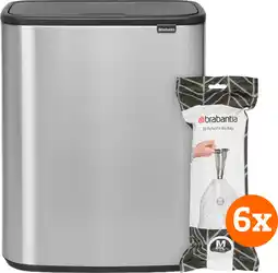 Coolblue Brabantia Bo Touch Bin 60 Liter Rvs Fingerprint Proof + Vuilniszakken (120 stuks) aanbieding