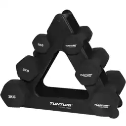 Decathlon Gewichten - Dumbbell Set met houder- Neopreen Dummbbells 3 paar, 1 t/m 3kg aanbieding