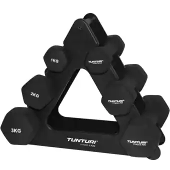 Decathlon Gewichten - Dumbbell Set met houder- Neopreen Dummbbells 3 paar, 1 t/m 3kg aanbieding