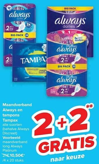 Carrefour Maandverband long always platinum aanbieding