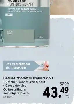 GAMMA GAMMA Wood&Wall krijtverf 2,5 L aanbieding