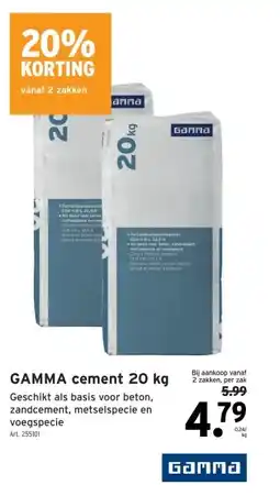 GAMMA GAMMA cement 20 kg aanbieding