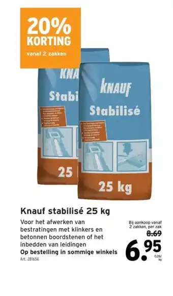 GAMMA Knauf stabilisé 25 kg aanbieding