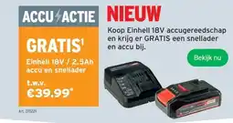 GAMMA Einhell 18V / 2,5Ah accu en snellader aanbieding