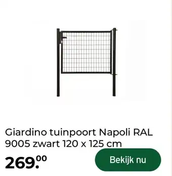 GAMMA Giardino tuinpoort Napoli RAL 9005 zwart 120 x 125 cm aanbieding