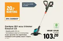 GAMMA Gardena 18V accu trimmer EasyCut 23 aanbieding