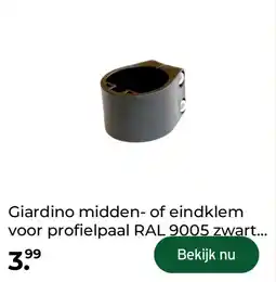 GAMMA Giardino midden- of eindklem voor profielpaal RAL 9005 zwart aanbieding