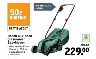 GAMMA Bosch 18V accu grasmaaier Easy Mower aanbieding