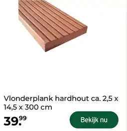 GAMMA Vlonderplank hardhout ca. 2,5 x 14,5 x 300 cm aanbieding