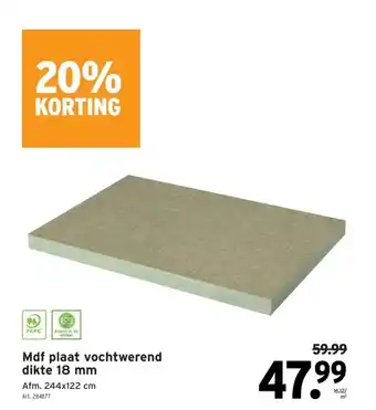 GAMMA Mdf plaat vochtwerend dikte 18 mm aanbieding