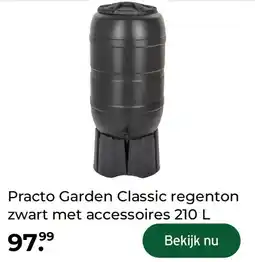 GAMMA Practo Garden Classic regenton zwart met accessoires 210 L aanbieding