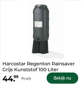 GAMMA Harcostar Regenton Rainsaver Grijs Kunststof 100 Liter aanbieding