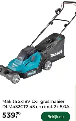 GAMMA Makita 2x18V LXT grasmaaier DLM432CT2 43 cm incl. 2x 5,0A aanbieding