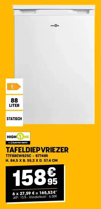 Electro Depot High One TAFELDIEPVRIEZER TTF88EW625C aanbieding