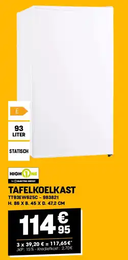 Electro Depot High One TAFELKOELKAST TT93EW625C aanbieding