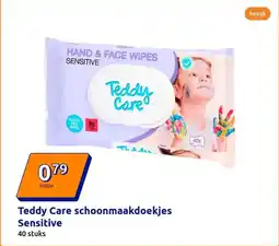 Action Teddy care schoonmaakdoekjes sensitive aanbieding