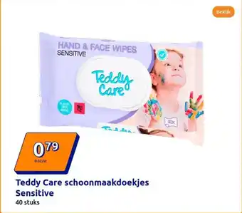 Action Teddy care schoonmaakdoekjes sensitive aanbieding