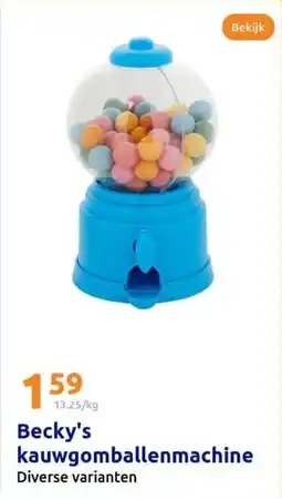 Action Becky's kauwgomballenmachine aanbieding