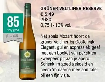 Lidl Grüner veltliner reserve 2020 aanbieding