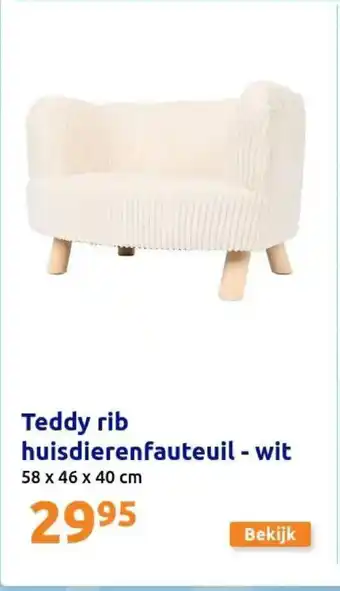 Action Teddy rib huisdierenfauteuil  wit aanbieding