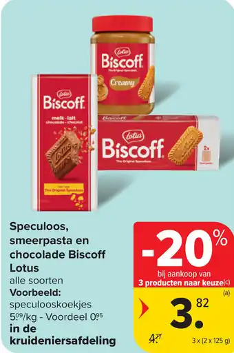 Carrefour Speculoos smeerpasta en chocolade biscoff lotus aanbieding