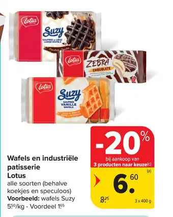 Carrefour Wafels en industriële patisserie lotus aanbieding