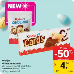 Carrefour Koekjes kinder en nutella aanbieding