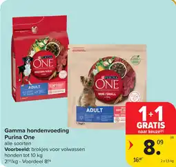 Carrefour Gamma hondenvoeding purina one aanbieding