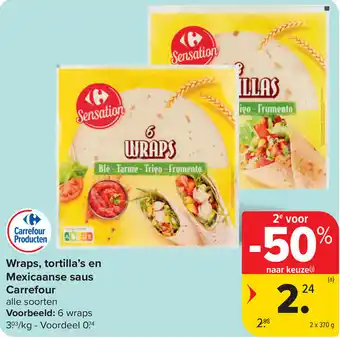 Carrefour Wraps tortilla's en mexicaanse saus carrefour aanbieding