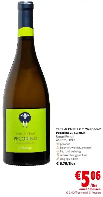 Colruyt Terre di Chieti I.G.T. ‘Vellodoro’ Pecorino 2023/2024 aanbieding