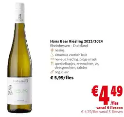 Colruyt Hans Baer Riesling 2023/2024 aanbieding