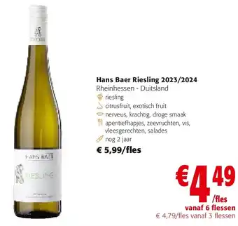 Colruyt Hans Baer Riesling 2023/2024 aanbieding