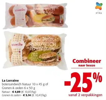 Colruyt La Lorraine botersandwich Natuur 10 x 45 g aanbieding