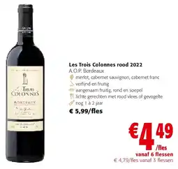 Colruyt Les Trois Colonnes rood 2022 A.O.P. Bordeaux aanbieding