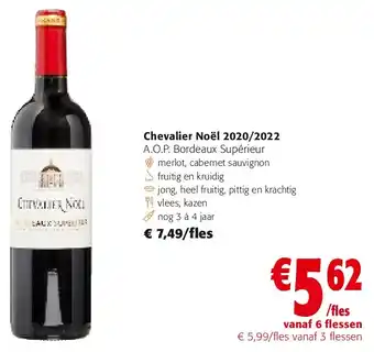 Colruyt Chevalier Noël 2020/2022 A.O.P. Bordeaux Supérieur aanbieding