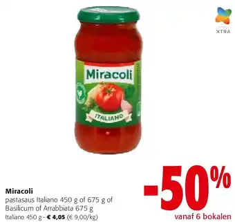 Colruyt Miracoli pastasaus Italiano 450 g of 675 g aanbieding